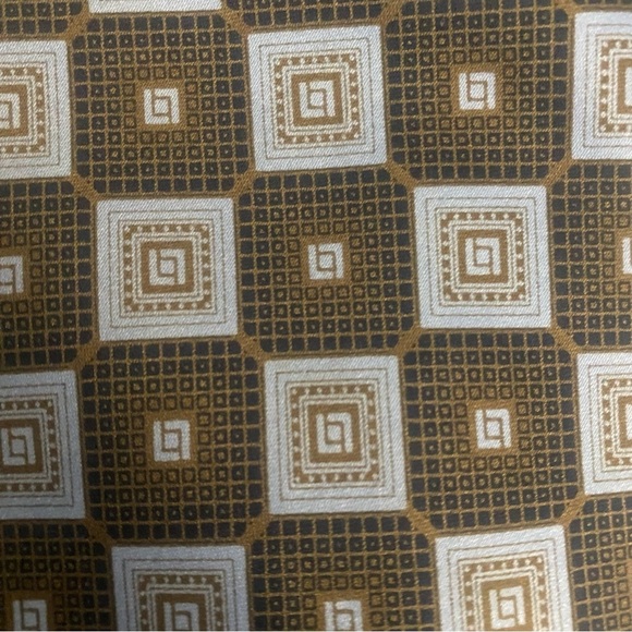 Eleganza Italy Men’s Handmade Microfibre And Silk Tie Geometric Brown And Blue - Picture 5 of 7